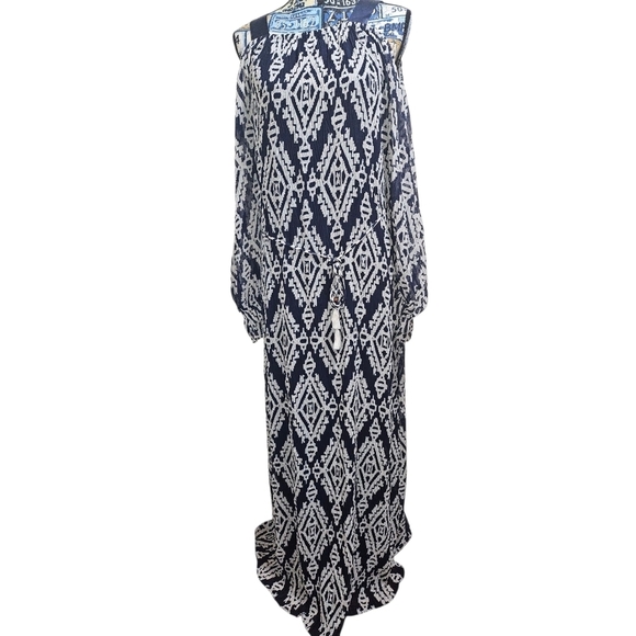 NWT Tory Burch Katherine Dress Medium Cold Shoulder Maxi - Picture 2 of 8